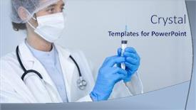  Presentation with lab coat - Beautiful PPT theme featuring caucasian-female-healthcare-worker-wearing backdrop and a lemonade colored foreground