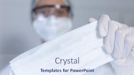  Presentation with surgical gloves - Audience pleasing PPT theme consisting of caucasian-female-healthcare-worker-wearing backdrop and a sky blue colored foreground