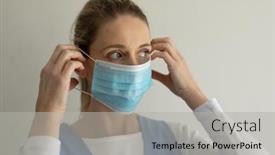  Presentation with nurse care - Beautiful PPT theme featuring caucasian-female-nurse-putting backdrop and a light gray colored foreground