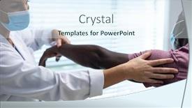  Presentation with african american patient - Amazing theme having caucasian-female-physiotherapist-wearing-mask backdrop and a sky blue colored foreground