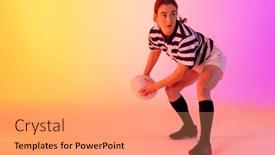  Presentation with female sport - Presentation with caucasian-female-rugby-player-crouching background and a coral colored foreground