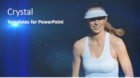  Presentation with tournament - Presentation theme having caucasian-female-tennis-player-against background and a ocean colored foreground