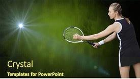  Presentation with tournament - Slides featuring caucasian-female-tennis-player-making background and a tawny brown colored foreground