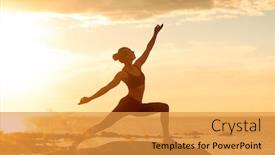  Presentation with fitness - Audience pleasing presentation theme consisting of caucasian-fitness-woman-practicing-yoga and a  colored foreground
