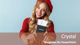  Presentation with passport travel - Colorful PPT theme enhanced with holding passport and travel ticket backdrop and a light blue colored foreground