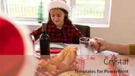  Presentation with girl christmas - Presentation enhanced with caucasian-girl-and-wearing-santa background and a coral colored foreground