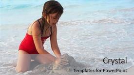  Presentation with building - PPT layouts consisting of caucasian girl building a sand background and a  colored foreground