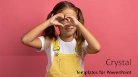  Presentation with clothes - Slides consisting of caucasian-girl-child-in-yellow background and a coral colored foreground