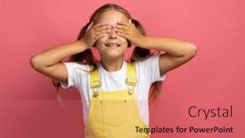  Presentation with clothes - Presentation theme featuring caucasian-girl-child-in-yellow background and a coral colored foreground