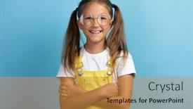  Presentation with clothes - Presentation theme enhanced with caucasian-girl-child-in-yellow background and a gold colored foreground