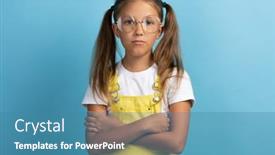  Presentation with clothes - Slide set with caucasian-girl-child-in-yellow background and a teal colored foreground