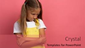  Presentation with clothes - PPT layouts featuring caucasian-girl-child-in-yellow background and a coral colored foreground
