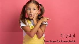  Presentation with clothes - Presentation theme with caucasian-girl-child-in-yellow background and a  colored foreground