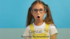  Presentation with blue yellow - Slide set having caucasian-girl-in-yellow-clothes background and a yellow colored foreground