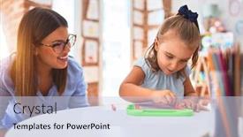  Presentation with magnetic - Cool new PPT layouts with caucasian-girl-kid-playing backdrop and a lemonade colored foreground