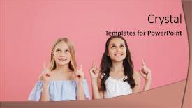  Presentation with fingers - Audience pleasing PPT layouts consisting of caucasian girls 8-10 years backdrop and a coral colored foreground