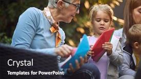  Presentation with grandma - Presentation having caucasian-grandma-is-playing background and a dark gray colored foreground