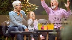  Presentation with grandma - Cool new PPT layouts with caucasian-grandpa-amusing-granddaughter backdrop and a coral colored foreground