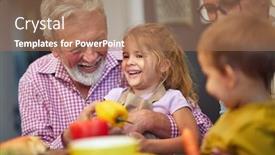  Presentation with grandparents - Amazing presentation design having caucasian-grandparents-having-fun backdrop and a coral colored foreground