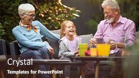  Presentation with grandparents - Audience pleasing slide deck consisting of caucasian-grandparents-laughing-out-loud backdrop and a tawny brown colored foreground