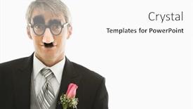  Presentation with glasses - Colorful slides enhanced with caucasian-groom-wearing-groucho-glasses backdrop and a white colored foreground