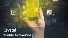  Presentation with holographic - PPT theme featuring smartphone with golden-yellow holographic background and a wine colored foreground