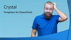  Presentation with young man wearing a hat - Cool new presentation theme with caucasian hipster man wearing blue backdrop and a  colored foreground