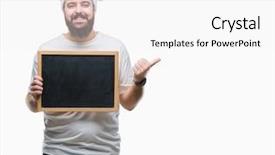  Presentation with young - Slides featuring caucasian hipster man wearing christmas background and a white colored foreground