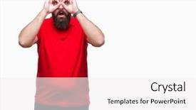  Presentation with special education young adult man - Audience pleasing presentation theme consisting of caucasian hipster man wearing red backdrop and a white colored foreground