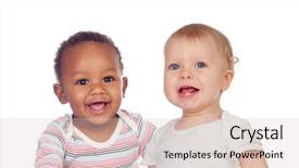  Presentation with babies - Colorful presentation enhanced with caucasian laughing on white backdrop and a lemonade colored foreground