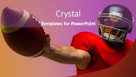  Presentation with american football - PPT theme consisting of caucasian-male-american-football-player background and a coral colored foreground