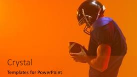  Presentation with american football - PPT theme with caucasian-male-american-football-player background and a gold colored foreground