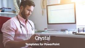  Presentation with notebook paper wiht clip - Cool new slide deck with caucasian male doctor checking medical backdrop and a tawny brown colored foreground