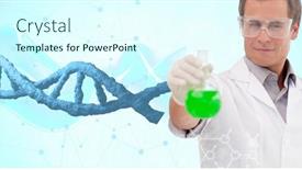  Presentation with medical dna - Slide deck with caucasian-male-doctor-holding background and a cool aqua colored foreground