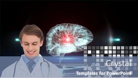  Presentation with medical smiling doctor - PPT layouts having caucasian-male-doctor-smiling-against background and a seafoam green colored foreground
