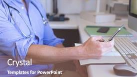  Presentation with confident - Slide deck having caucasian male doctor using mobile background and a violet colored foreground