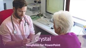  Presentation with confident - Cool new presentation design with caucasian male doctor writing prescription backdrop and a violet colored foreground