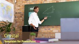  Presentation with home schooling - PPT layouts consisting of caucasian-male-maths-teacher-standing background and a tawny brown colored foreground