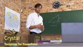  Presentation with home schooling - Beautiful presentation theme featuring caucasian-male-maths-teacher-standing backdrop and a tawny brown colored foreground