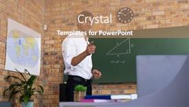  Presentation with home schooling - Colorful slides enhanced with caucasian-male-maths-teacher-standing backdrop and a coral colored foreground