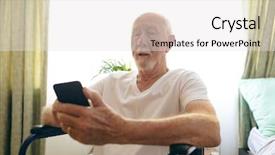  Presentation with mobile home - Presentation design with caucasian male patient using mobile background and a white colored foreground