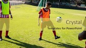  Presentation with soccer fitness - Slides featuring caucasian-male-player-looking background and a yellow colored foreground