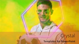  Presentation with german - PPT theme consisting of caucasian-male-player-with-german background and a gold colored foreground