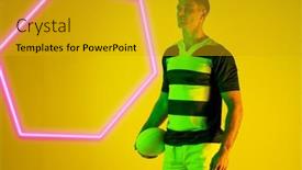  Presentation with hexagon - Presentation theme with caucasian-male-rugby-player background and a gold colored foreground