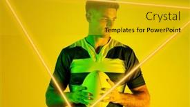  Presentation with triangle - PPT theme with caucasian-male-rugby-player background and a  colored foreground