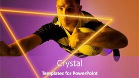  Presentation with triangle - Presentation having caucasian-male-rugby-player background and a purple colored foreground