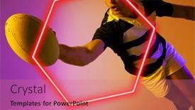  Presentation with hexagon - PPT layouts with caucasian-male-rugby-player background and a coral colored foreground