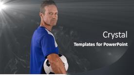 Presentation with football tournament - Theme featuring caucasian-male-soccer-player-holding background and a dark gray colored foreground