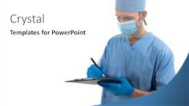  Presentation with surgical gloves - Audience pleasing presentation theme consisting of caucasian-male-surgeon-wearing-protective backdrop and a white colored foreground