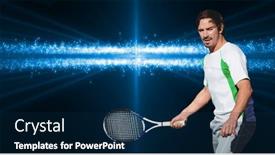  Presentation with tournament - PPT layouts consisting of caucasian-male-tennis-player-holding background and a navy blue colored foreground